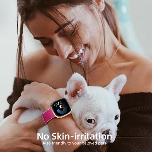 Miniatura 5 de Getino Compatible con Fitbit Versa 3 4 Fitbit Sense/Sense 2 bandas para mujeres y hombres, correa deportiva ajustable de nailon elástica compatible