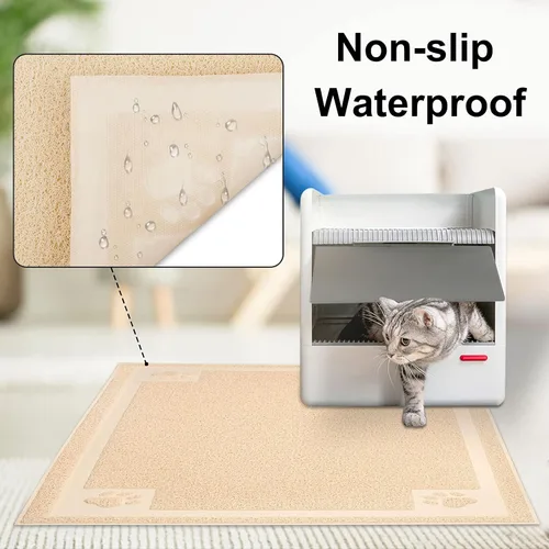 Miniatura 4 de UPSKY Trampero grande de arena para gatos de 35 x 23 pulgadas, atrapa las camadas de la caja y las patas, control de dispersión para plegar, tapete