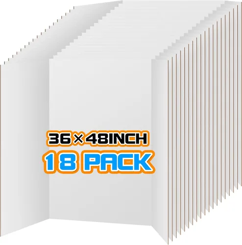 Miniatura 2 de WinTS 18 tableros de póster triple de 36 x 48 pulgadas, color blanco, tablero de póster plegable grande y resistente para proyectos escolares