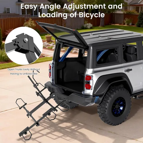 Miniatura 7 de NAIZEA Soporte de enganche para 2 bicicletas, capacidad de 270 libras, compatible con E-Trikes y bicicletas E, combinación libre multifuncional