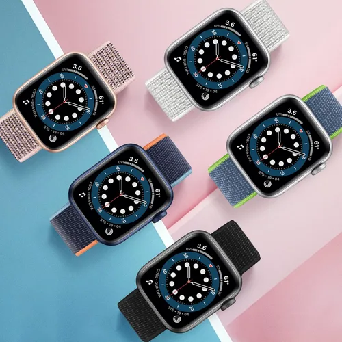 Miniatura 2 de 15 PAQUETE Correa de Nylon para Apple Watch de 1.50/1.58/1.61/1.65/1.73/1.77/1.81/1.97 pulgadas, iWatch Series 10 9 8 7 6 SE 5 4 3 2 1, unisex