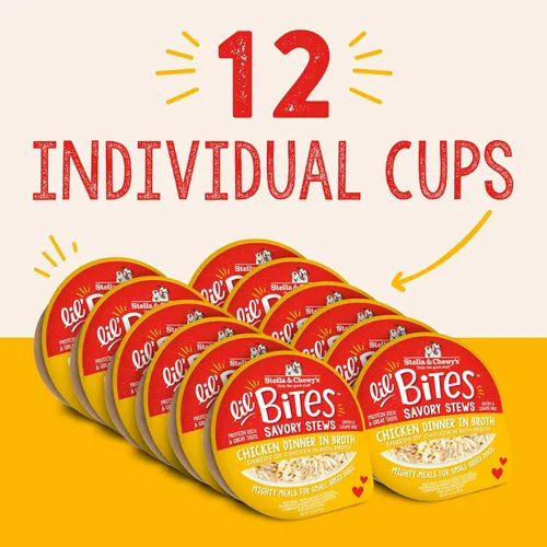 Miniatura 2 de Stella & Chewy's Lil Bites Guisados Sabrosos para Razas Pequeñas con Cena de Pollo en Caldo, 76 g. Tazas (Paquete de 12)