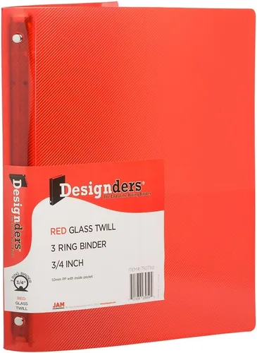 Miniatura 52 de JAM PAPER - Carpetas de plástico de 1 pulgada - Carpetas de 3 anillas surtidas (rojo, azul, verde y naranja) - Paquete de 4