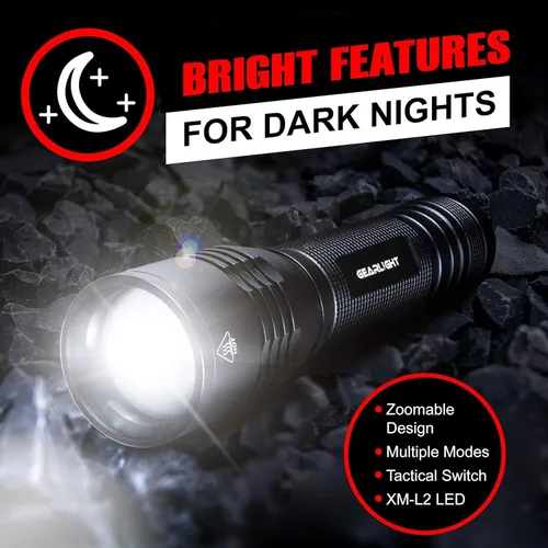 Miniatura 7 de GearLight S2000 - Linterna LED de alto lúmen, súper brillante, potente, táctica de tamaño mediano para actividades al aire libre y uso de emergencia