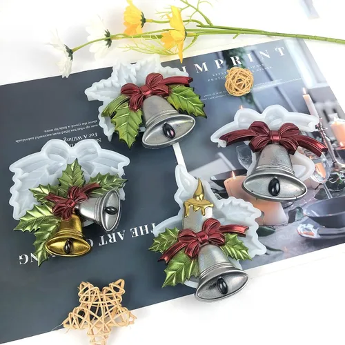 Miniatura 6 de Molde de resina epoxi reutilizable para decoración de interiores y exteriores, campana de Navidad, molde de silicona para decoración del hogar