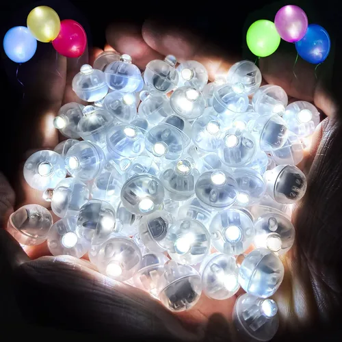 Miniatura 8 de ZGWJ 50 piezas de luces de globo mini, funciona con pilas, luz redonda impermeable LED de tiempo de espera prolongado para globo de cumpleaños