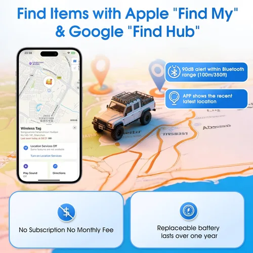 Miniatura 6 de Mini GPS Tracker for Vehicles (Universally for Android & iOS), Hidden Car Location Tracker w/Magnetic Case, Item Finder for Google Find Hub & iOS