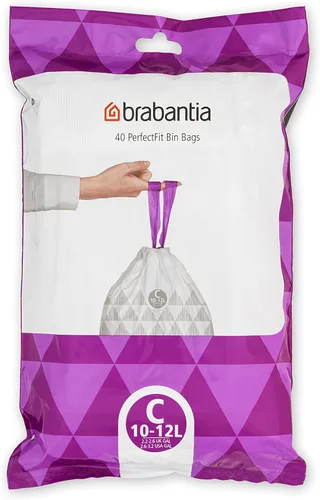 Miniatura 12 de Bolsas de basura Brabantia PerfectFit (Tamaño M/16 Gal) Bolsas gruesas de plástico para caneca de basura con asas de cordón (40 bolsas)
