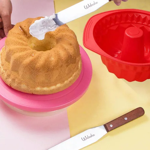Miniatura 2 de Webake Molde de silicona acanalada Pan antiadherente Kugelhopf Cake Molde de silicona de 9 pulgadas para horno - rojo