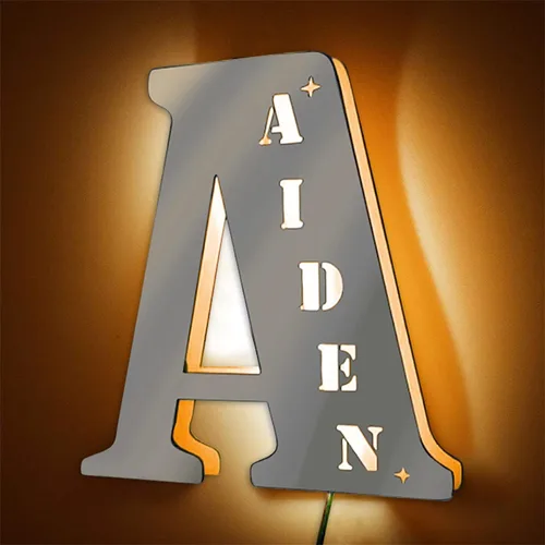 Miniatura 4 de Letrero de espejo de rosa personalizado con luces LED, letrero de espejo con nombre de familia personalizado con espejo de 1 a 8 nombres, decoración