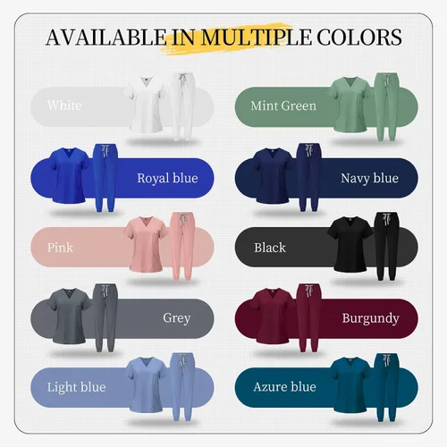 Miniatura 6 de VIAOLI Conjunto de ropa quirúrgica clásica con cuello en V y pantalón deportivo de yoga, uniforme médico de enfermería para mujer, conjunto