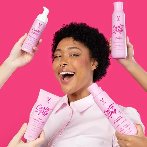 Miniatura 9 de V&Co. Curly Pop - Acondicionador definidor de rizos, sin sulfatos y sin parabenos, cuidado hidratante del cabello con péptidos, aminoácidos y aceite