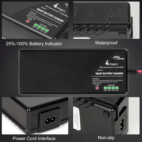 Miniatura 7 de ULTRAPOWER - Cargador de batería LiFePO4 de 14.6 V 10 A, cargador de batería inteligente para baterías LFP de 12 V y batería de plomo ácido