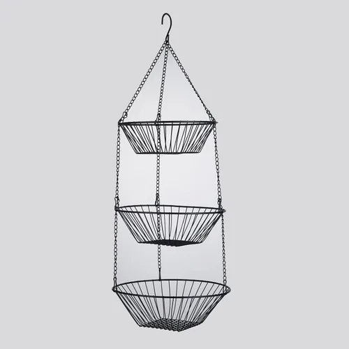 Miniatura 5 de JUNCHU CHERRY Cesta colgante de frutas de 3 niveles, 2 paquetes, almacenamiento para colgar en la pared, cesta de organización de cocina y baño