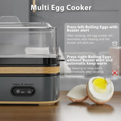 Miniatura 4 de Evoloop - Olla rápida para huevos eléctrica con capacidad para 6 huevos, para cocción de huevos blandos, medianos, duros, con máquina de escalfar