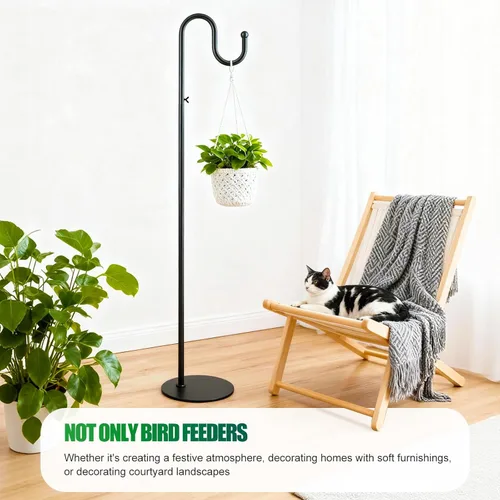 Miniatura 7 de Soporte de gancho de pastor de 76 pulgadas para comederos de pájaros, plantas colgantes, linternas, coronas y campanillas de viento, soporte