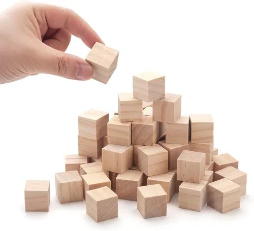 Miniatura 3 de Bloques de madera para manualidades de 1 pulgada, 50 bloques de madera en blanco para manualidades, cubos pequeños de madera maciza sin terminar