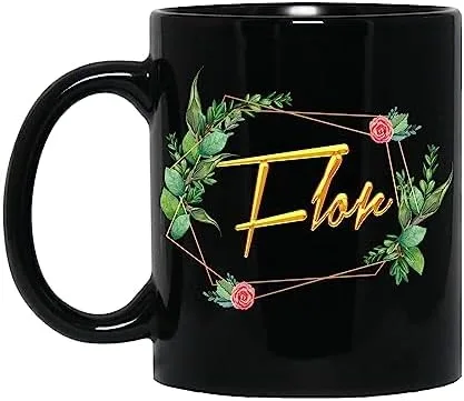 Coffee Mug Personalized Name Flor Mug for Women Girls Wife, Mother, Custom Name Flower Coffee Mug, Name Coffee Cup, Floral Design, Personalized Gift