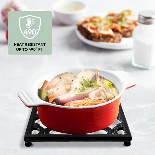 Miniatura 4 de JOGREFUL Alfombrillas salvamanteles de hierro fundido, soportes para ollas de cocina para mesa o encimeras Portect, resistentes al calor para Negro