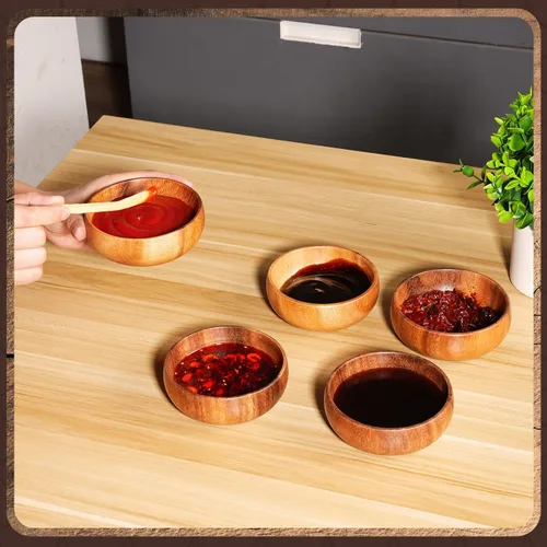 Miniatura 7 de Skylety 10 piezas de tazones de madera de acacia pequeños tazones de calabaza redondos de madera tallados a mano para servir palomitas de maíz
