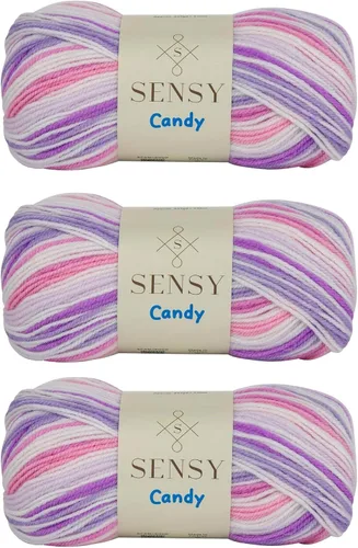 Miniatura 28 de Sensy Candy Yarn - Hilo de 5 madejas, 3.5 onzas, 251 yardas, multicolor para ganchillo y tejido, calibre ligero 3