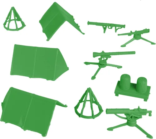 BMC Classic - Juego de accesorios de plástico para hombre, 10 unidades de campamento militar, fabricado en EE. UU Verde medio