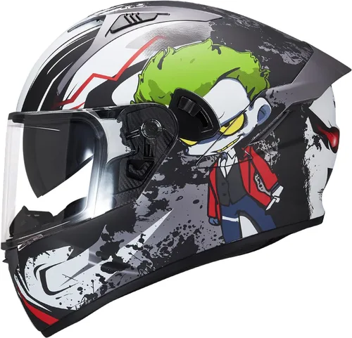 VCOROS Casco integral de doble visera para motocicleta para adultos, Casco de moto de calle y carrera X9 aprobado por DOT con visera negra