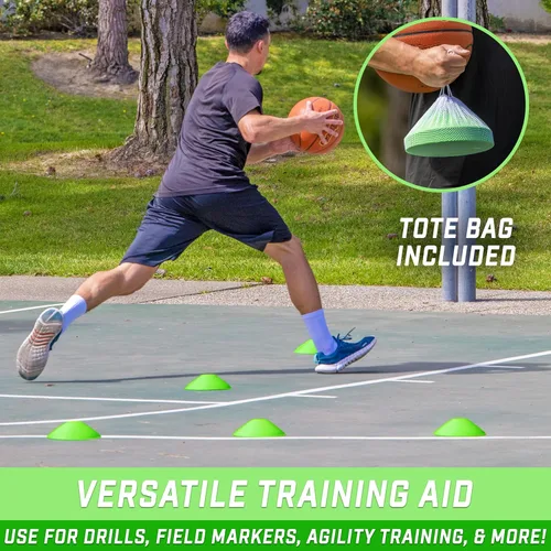 Miniatura 3 de GoSports - Conos deportivos premium para entrenamiento de agilidad y ejercicios - Paquete de 20 unidades con bolsa - Naranja, verde, rosa, amarillo