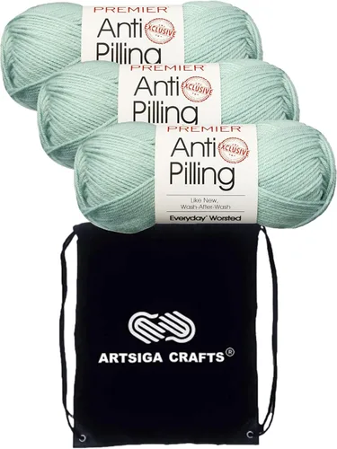 Miniatura 13 de Premier Yarns Everyday Anti-Pelusa Hilo Sólido Verde Pino DN100-8 (6-Madejas - Mismo Lote de Tinta) #4 Peso Estambre Acrílico para Tejer