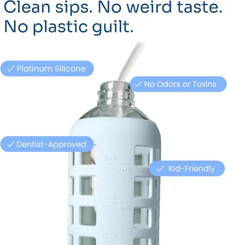 Miniatura 4 de purifyou Pajitas de silicona reutilizables extralargas de 14.5 pulgadas con puntas flexibles, cepillo de limpieza y funda portátil, se adapta a