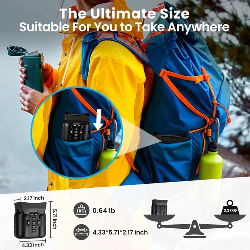 Miniatura 6 de WARMTUYO Gafas de visión nocturna 4K, binoculares de visión nocturna HD de 3.0 pulgadas, visión nocturna infrarroja portátil de 9 niveles, zoom