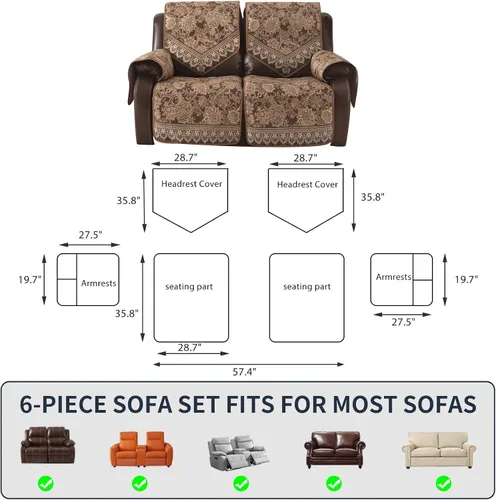 Miniatura 5 de Fundas impermeables para sofá reclinable, fundas antideslizantes para sofá reclinable de 2 asientos, fundas de sofá reclinable de jacquard lavables