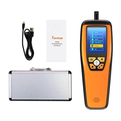 Temtop Monitor de calidad del aire Detector de CO2 profesional Dióxido de carbono PM2.5 PM10 formaldehído Monitor de temperatura y humedad con