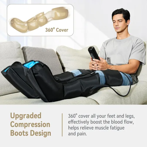 Miniatura 2 de FIT KING Masajeador de botas de compresión de aire para piernas y pies para circulación de pie a muslo para aliviar el dolor, hinchazón, edema