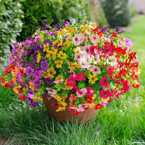 Miniatura 2 de florisso Plantas Artificiales Falsas Flores para Decoración Exterior, 12 Paquetes Margarita de Seda Sintética con Aspecto Real Resistente a UV