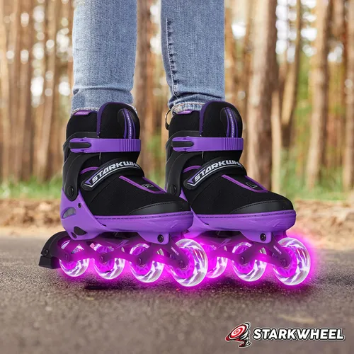 Miniatura 5 de Patines en línea ajustables para niños, adultos y adolescentes, ruedas de patinaje con luz completa, patines para exteriores para hombres y mujeres