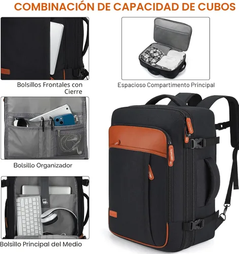Miniatura 5 de Lumesner Mochilas de viaje de mano, extra grandes de 40 litros aprobadas para vuelos para hombres y mujeres, mochila de maleta expandible, Grande
