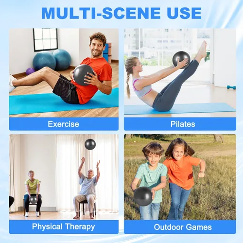 Miniatura 7 de Pelota de pilates de 9 pulgadas, pelota de ejercicio pequeña, pelota de entrenamiento para barra, pilates, yoga, estabilidad, entrenamiento
