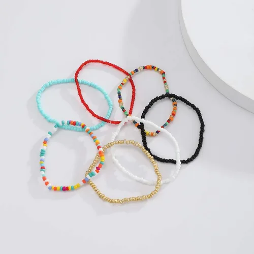 Miniatura 3 de Jumwrit Pulseras de cuentas coloridas para mujer, pulseras elásticas apilables bohemias para adolescentes y niñas