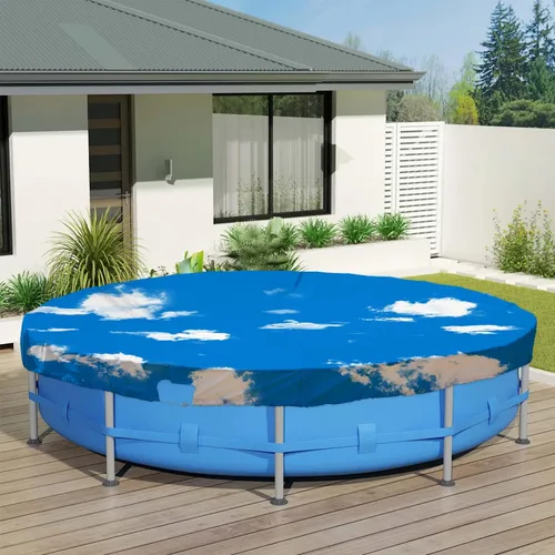 Miniatura 14 de ECOOPTS Cubierta redonda impermeable de poliéster para piscinas sobre el suelo, protector de cubierta de piscina de invierno (6 pies, turquesa)