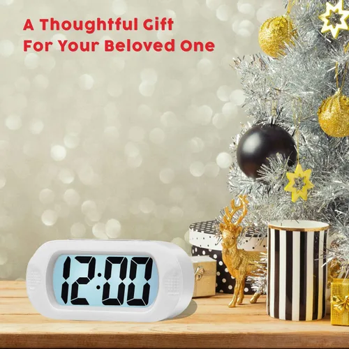 Miniatura 8 de Plumeet Reloj Despertador para Niños LCD Digital Grande Relojes Despertadores de Viaje con Repetición y Luz Nocturna - Sonido Ascendente