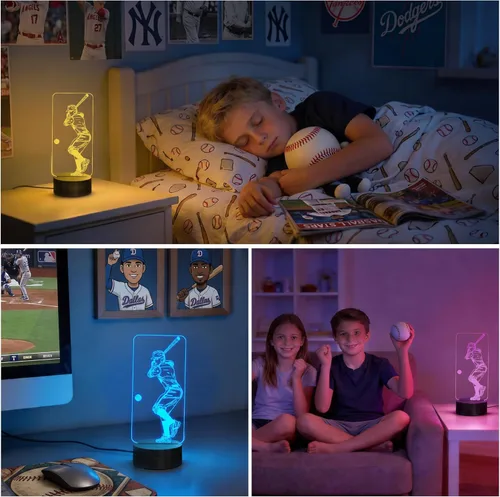 Miniatura 4 de FULLOSUN Luz nocturna 3D de béisbol, regalos deportivos, lámpara de noche para Navidad, vacaciones, cumpleaños, regalos de padres para fanáticos