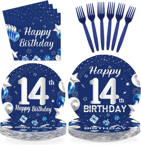 Miniatura 13 de 96 piezas de suministros para fiesta de cumpleaños de 10 años, platos y servilletas desechables de baloncesto y deportes, juego de vajilla