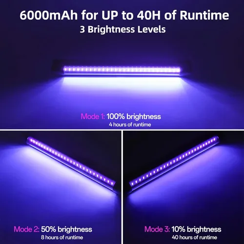 Miniatura 7 de Bstrip Luz negra alimentada por pilas, luz negra recargable, inalámbrica de 395 nm, fiesta de luz brillante, Halloween, pintura corporal, 2 paquetes
