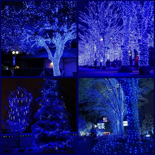 Miniatura 7 de YULETIME 200 luces LED de Navidad azules de gran angular, 66 pies, cable verde, certificado UL, 0.197 in, juego de luces navideñas (azul) Stay