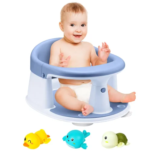 Asiento de baño para bebé, asiento de bañera para niños pequeños de 6 a 12 a 24 meses, artículos esenciales de baño para bebés, gran regalo de ducha