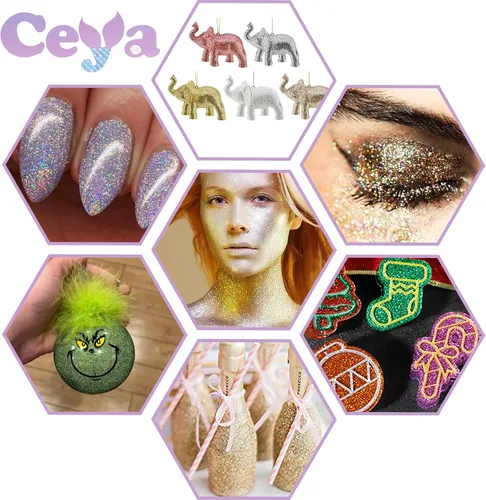 Miniatura 4 de Ceya - Polvo de purpurina holográfica ultra fina, 1.1 LB/17.63 OZ, color negro láser, 1/128' 0.008' 0.2mm, en masa para manualidades, resina, vasos