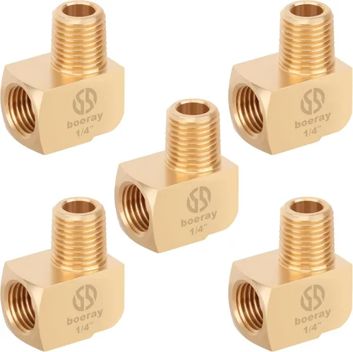 Miniatura 12 de 2 unids 1/8 "accesorios de latón de 90 grados Barstock Street Elbow 1/8 "NPT macho tubo a 1/8 "NPT hembra codo de tubo forjado accesorios de tubería