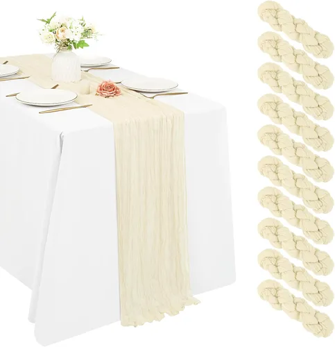 Miniatura 35 de 10 piezas de camino de mesa de estopilla en azul bebé 10 pies, camino de mesa de gasa para recepción de boda, despedida de soltera, fiesta