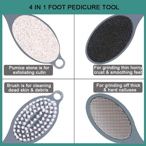 Miniatura 5 de CAREHOOD Eliminador de callos para pies, multiusos, 4 en 1, incluye raspador, piedra pómez, escofina para pies y lima para el cuidado de los pies